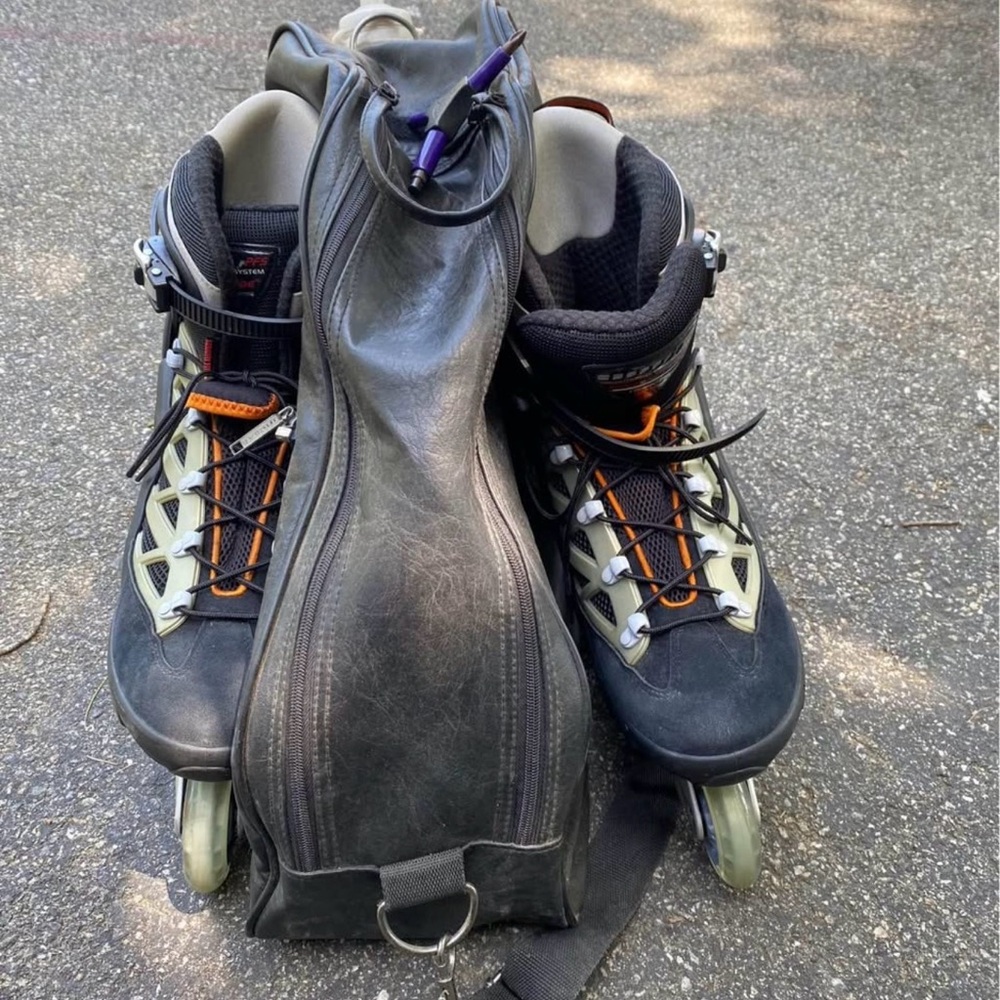 Stylish Black and Gray Inline Skates with Bag